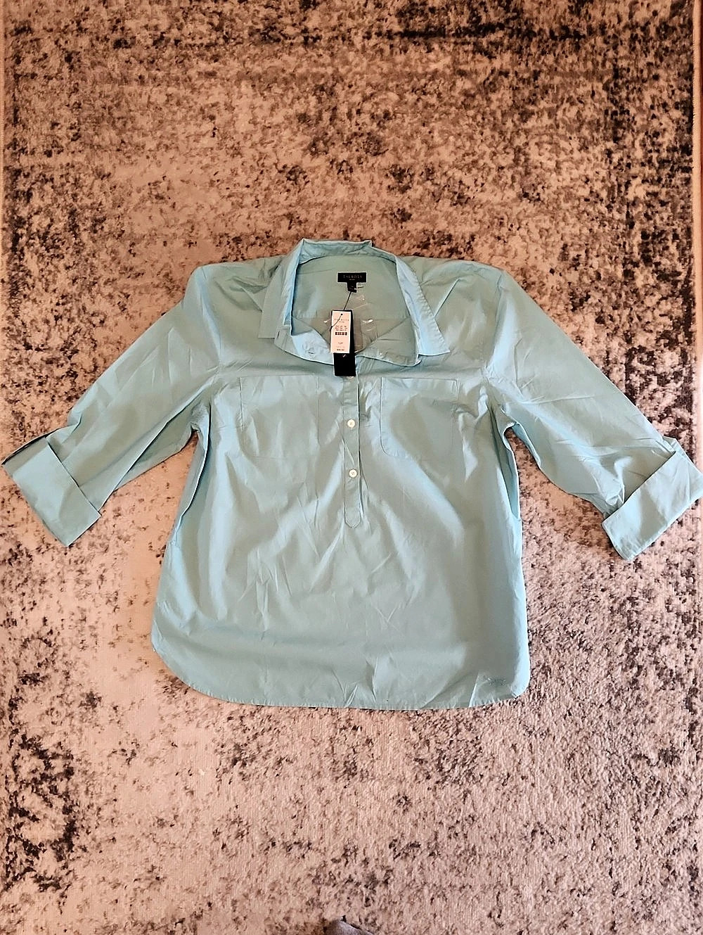 Talbots Pullover Tunic Style Shirt in Teal Size 12P NWT